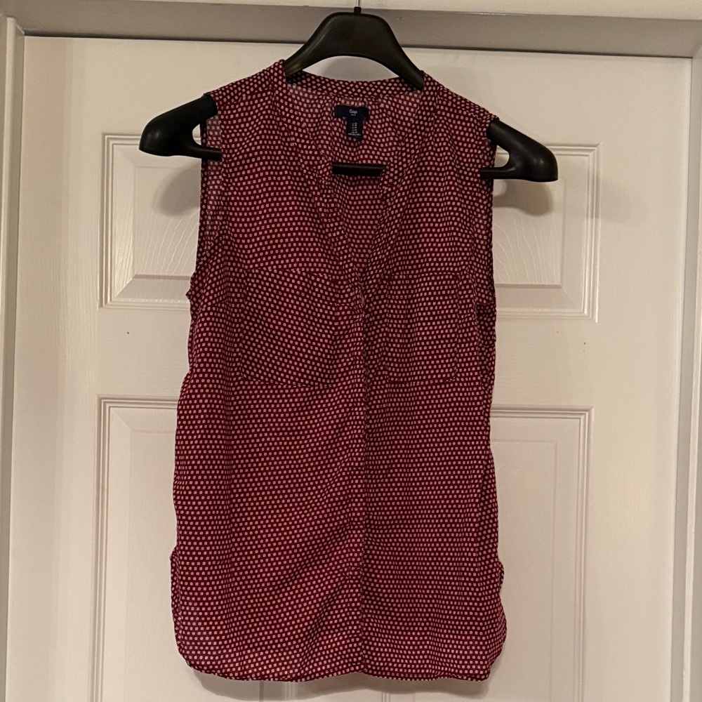 GAP V-Neck Blouse - Red and White
